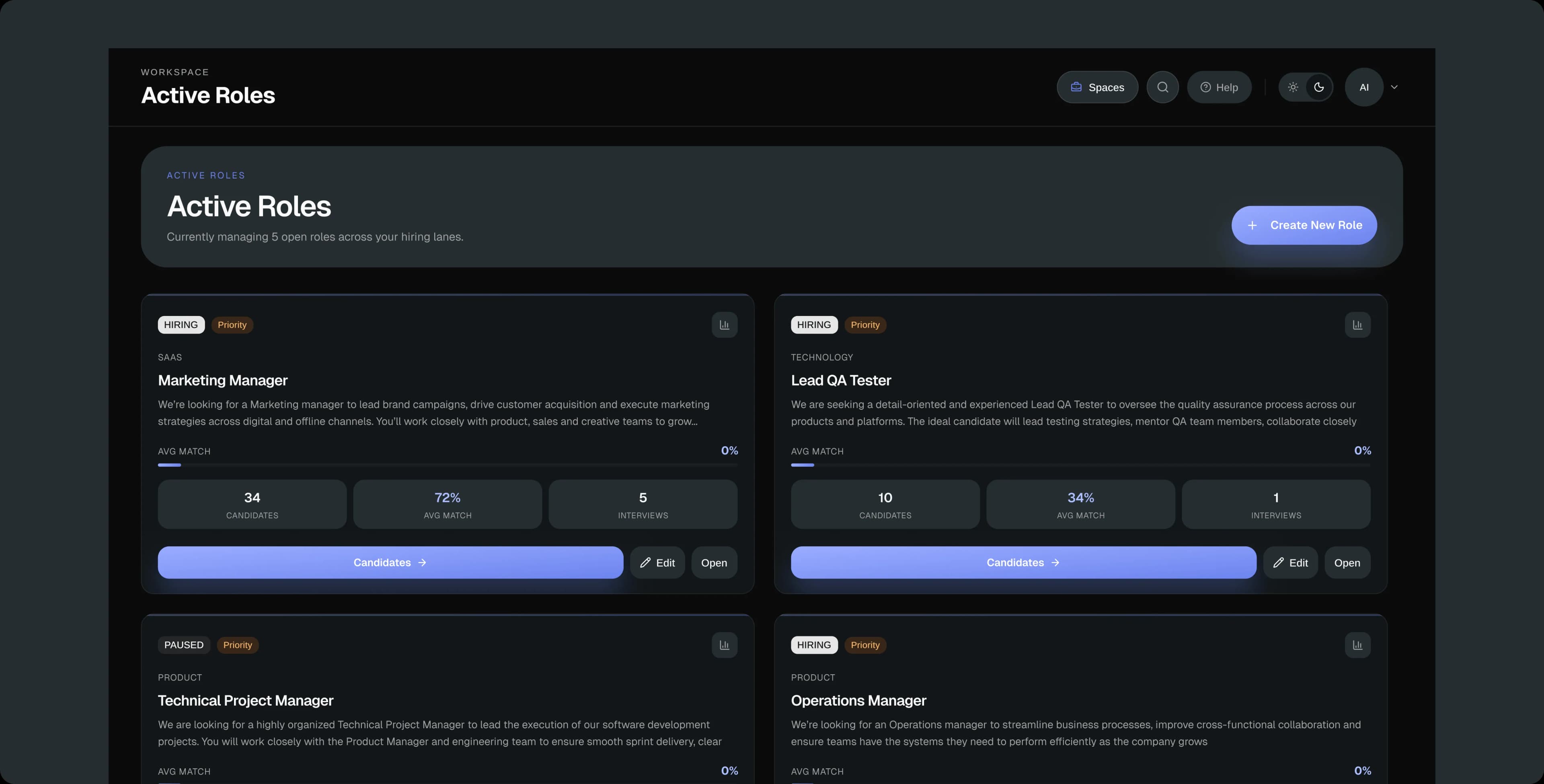 Hiring operations dashboard