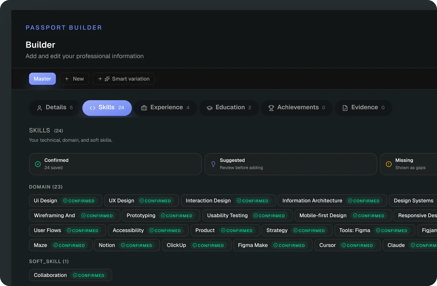 Passport builder interface